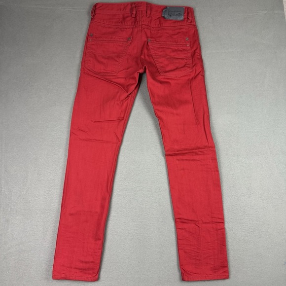 Diesel Krayver Jeans Mens W30 L32 Red Regular Slim Carrot Zip Stretch - Picture 2 of 13